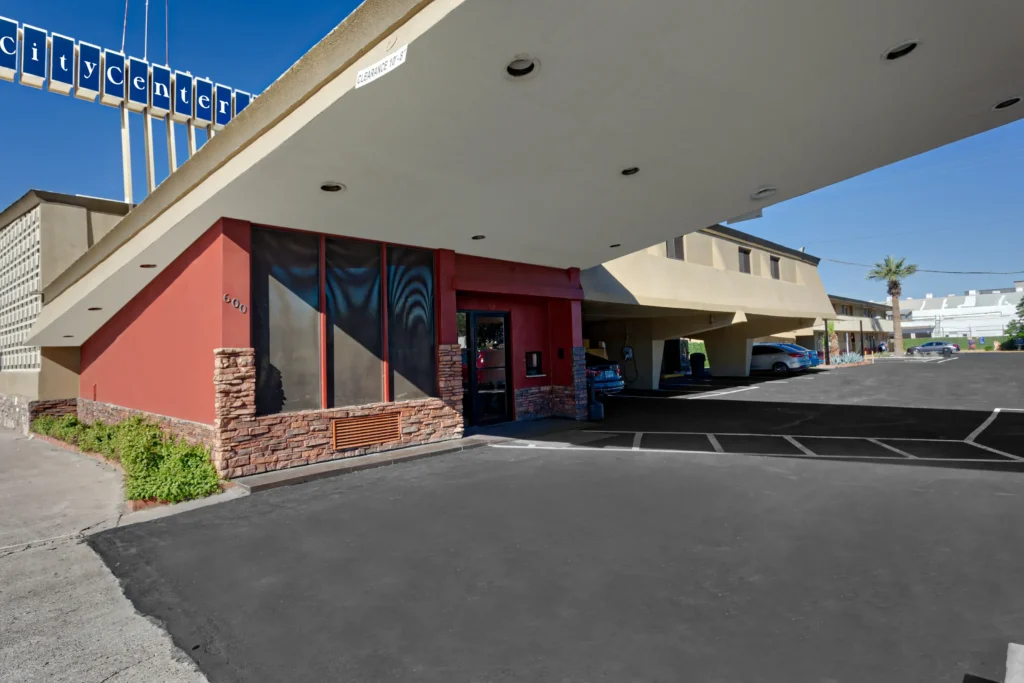 Front view of City Center Motel Phoenix Downtown near Van Buren Street